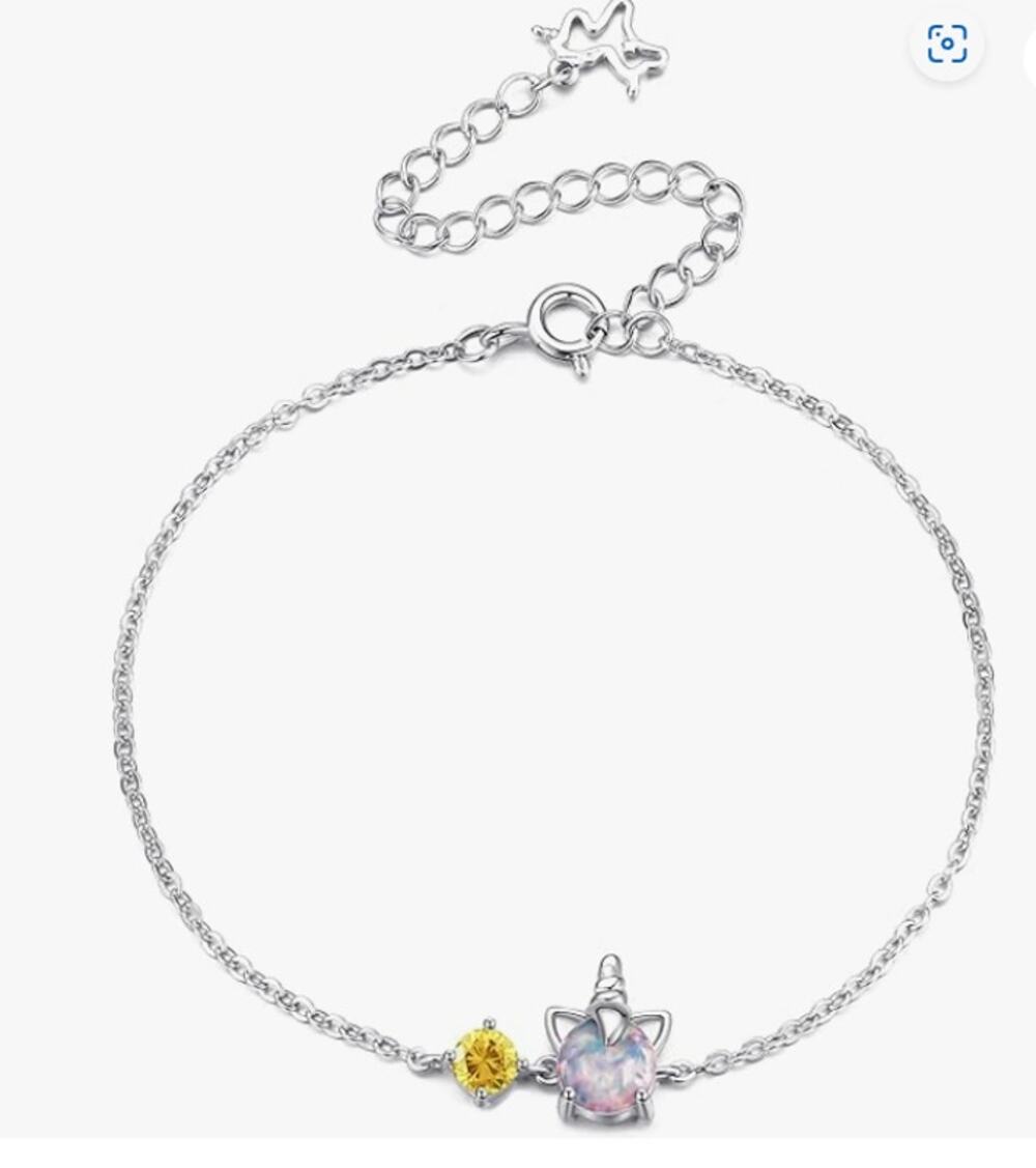 Opal Unicorn Bracelet Sterling Silver Lobster Claw Cubic Zirconia unicorn